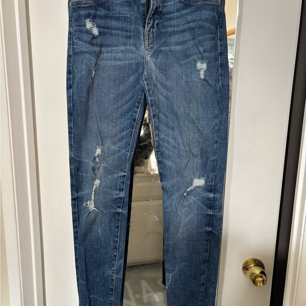 Guess Blue Skinny Jeans with Distressed Details